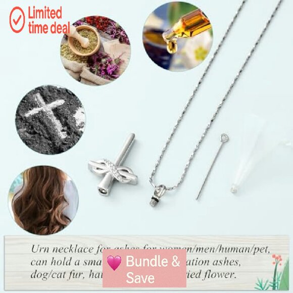 Stainless Steel Infinity Cross Cremation Necklace Memorial Keepsake Jewelry - Picture 5 of 8